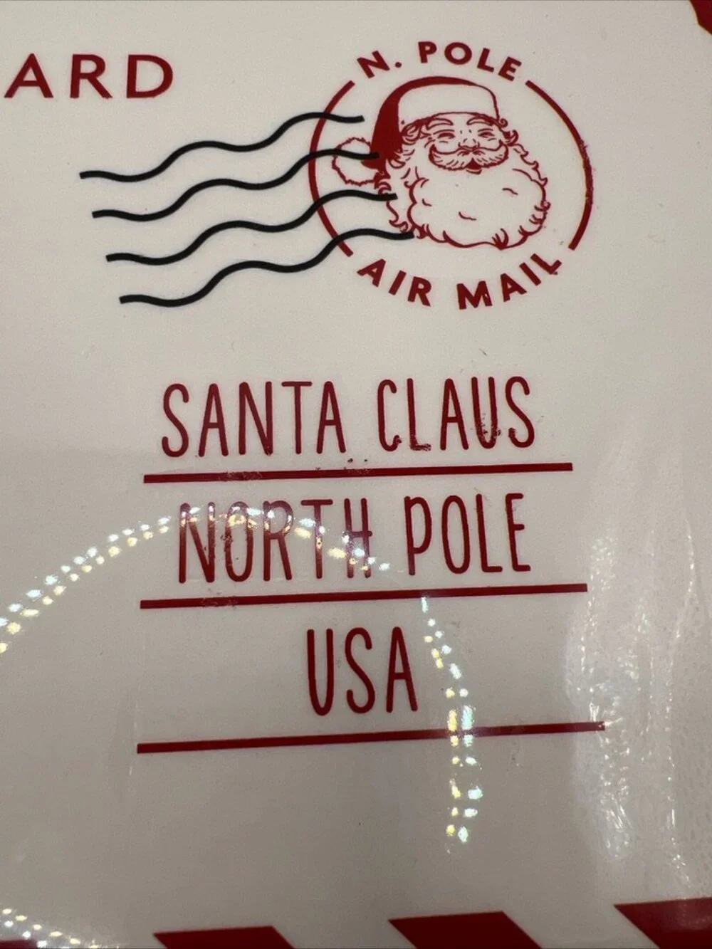 NEW Santa Postcard North Pole Cake Cupcake Stand Ceramic Footed 7